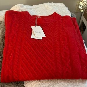 RED LONG SWEATER WITH TAGS!!